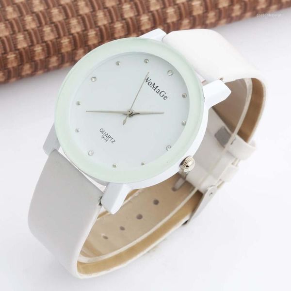 

wristwatches fashion brand womage watch casual women watches leather band quartz white ladies relogio feminino, Slivery;brown