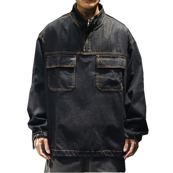 

men's jackets denim jacket designer fashion cowboy stitching hood fleece coat for men coats plus size outwear, Black;brown