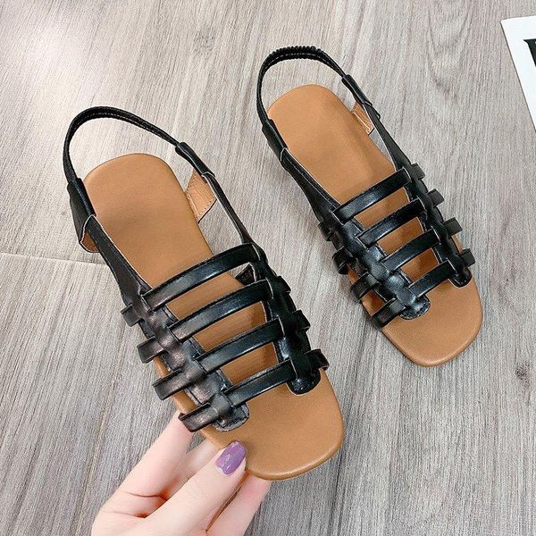 

sandals flat summer fashion woven beach for ladies, Black