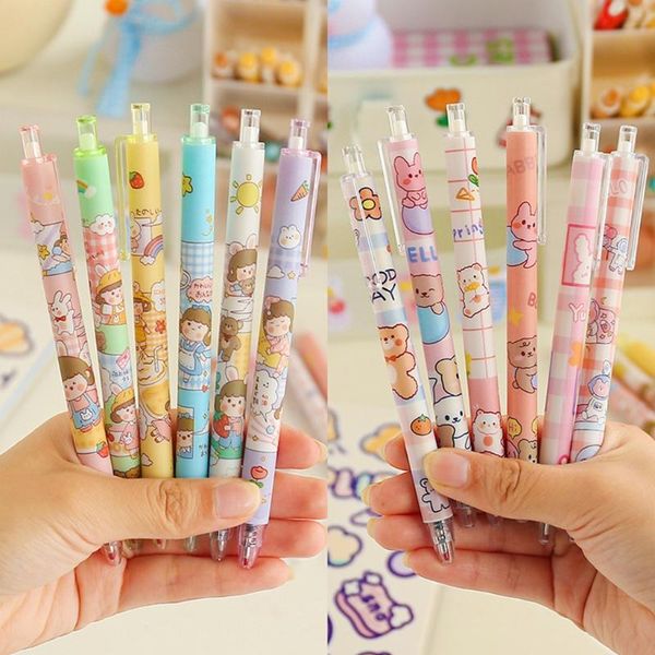 

gel pens yyds 6 pcs cartoon retractable black writing pen 0.5mm fine point set school office supplies