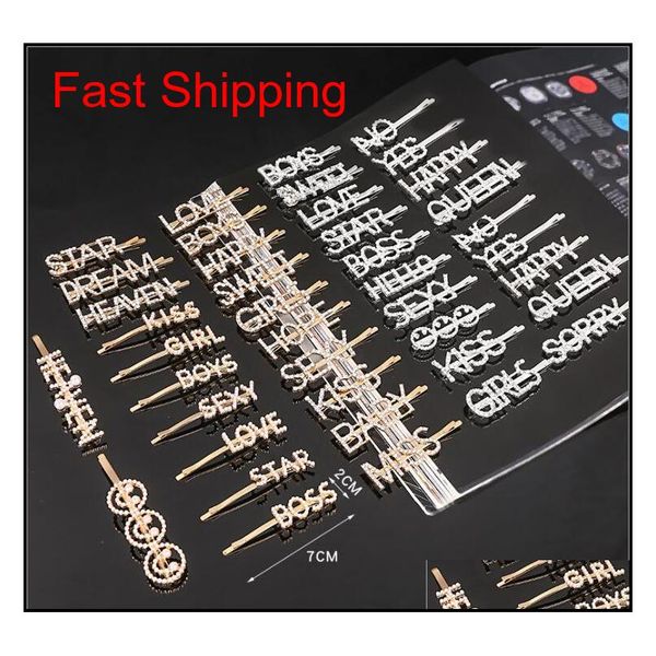 

shining letter hairpins crystal rhinestones word hair clips women styling hairgrip diamond boss hair clip jllswz dh_garden, Silver