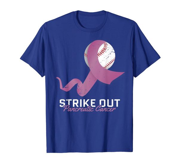 

Strike Out Pancreatic Cancer Aware Purple Ribbon Tee, White;black