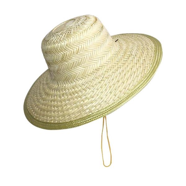 

outdoor hats sunhat bamboo hat coolie fishing straw woven cap with windproof rope travel, Black;white