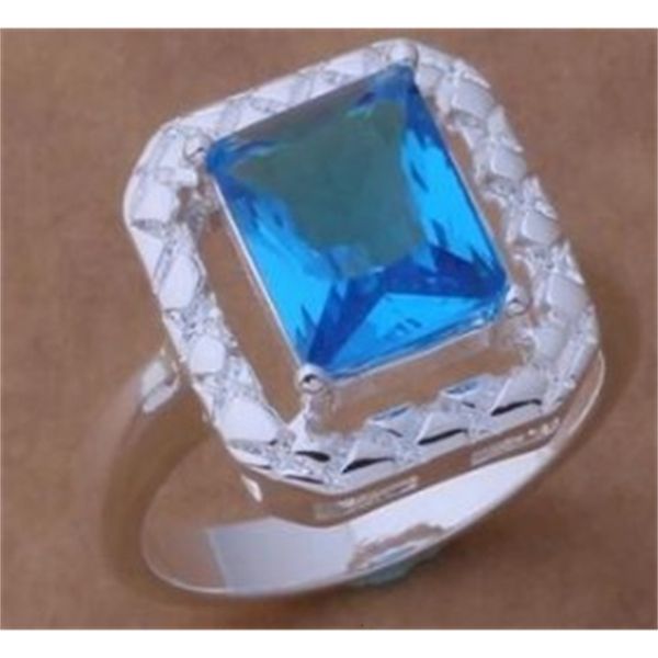 

wonderful 925 silver cinlay blue diamond women's ring size 5--9 ( sp3658) dfd, Golden;silver