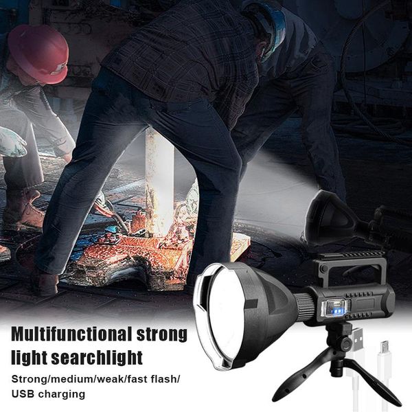 

rechargeable searchlight handheld led spotlight 50w electric torch as power bank power display _wk