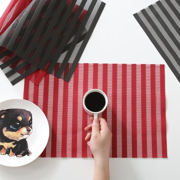 

table napkin 2pcs non-slip pvc waterproof insulation pad stripes translucent kitchen home living room decoration western placemat