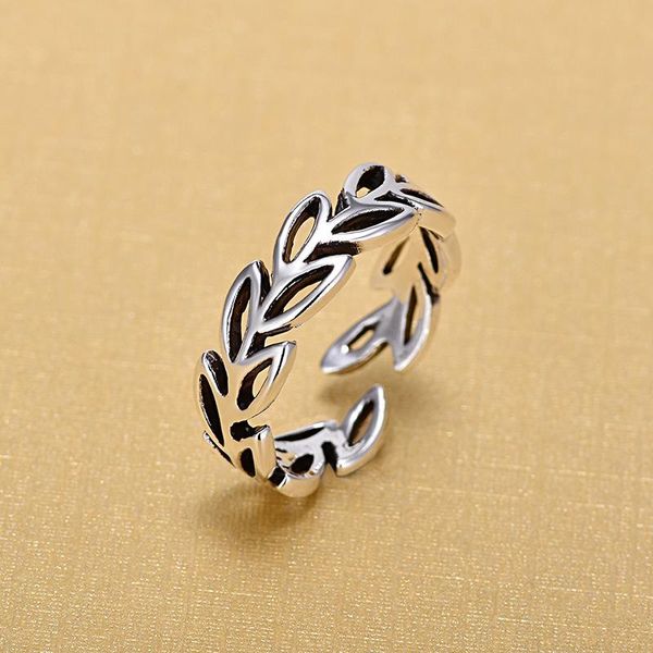 

cluster rings 2021 arrivals 925 sterling silver hollow leaves for women ring fashion jewelry, Golden;silver