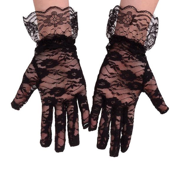

five fingers gloves 1pair women lady simple short bridal evening wedding party prom driving costume lace black/white/pink/beige 4 colors, Blue;gray