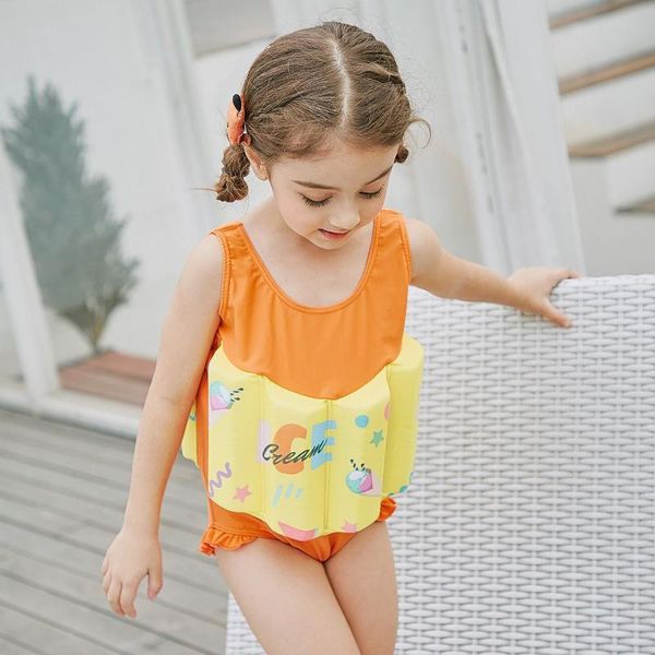 

children's swimsuit girls buoyant vest floatation swimsuit kids swimwear beach surfing elastic one-piece range summer