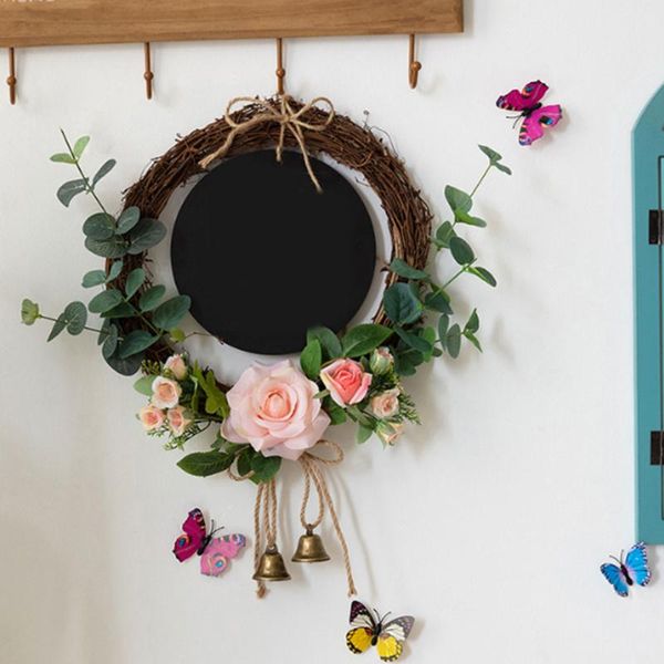 

decorative flowers & wreaths wall hanging simulation flower wreath artificial rattan hoop window for wedding festival party decoration