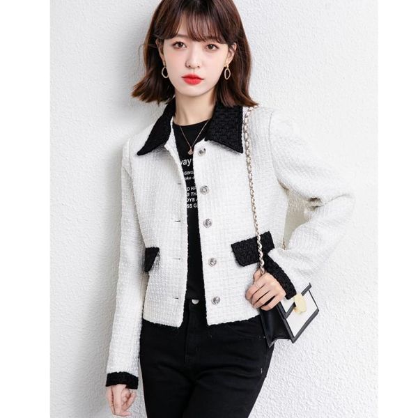 

women's jackets autumn woman office ol jacket coat korean winter elegant tweed lapel long sleeve all-match fashion casual, Black;brown