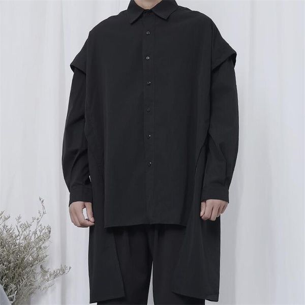 

men's casual shirts long-sleeve shirt spring and autumn japanese yamamoto style classic dark personality asymmetric loose large, White;black