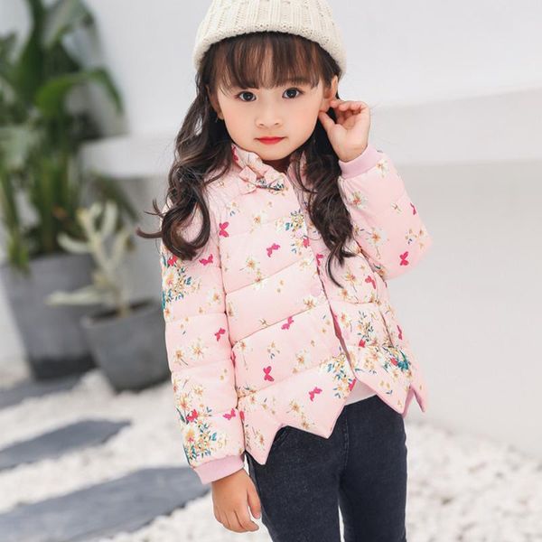 

winter kids girls print down jacket baby girls children warm coat, Blue;gray