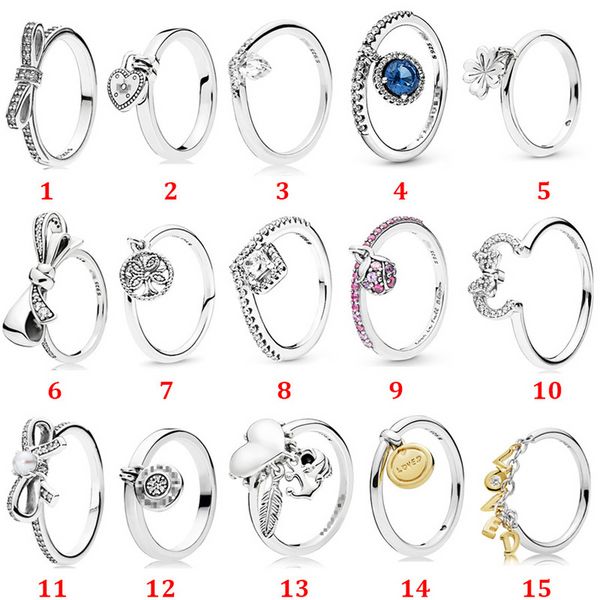 Gioielli firmati Anello nuziale in argento 925 Perlina adatta Anello stile arco Pandora Gioielli Shiny Wish Diamanti con zirconi cubici Anelli in stile europeo Regalo di compleanno per donna