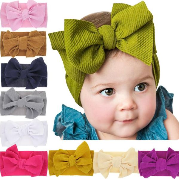 

baby bowknot hairband girls big bow cross headbands elastic headdress kids stretchy hair bands headwrap turban hair accessories gga2009, Slivery;white