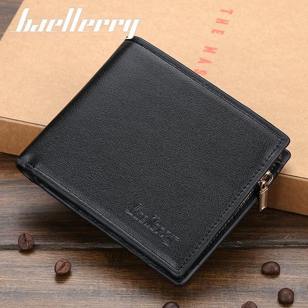 

fashion black men's wallets pu leather small wallet designer bifold zipper designer purse for s, Red;black