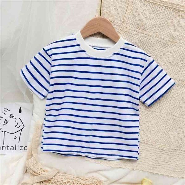 

summer arrival girls fashion striped t shirt kids cotton kid clothes 210528, Blue