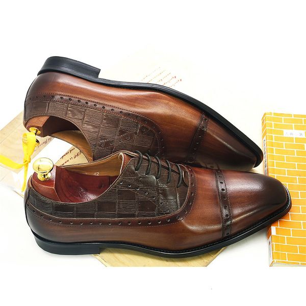 

dress shoes autumn of men dressed in genuine brown oxford leather shoes for hat plaid toe brogue business 's office formal n94o, Black