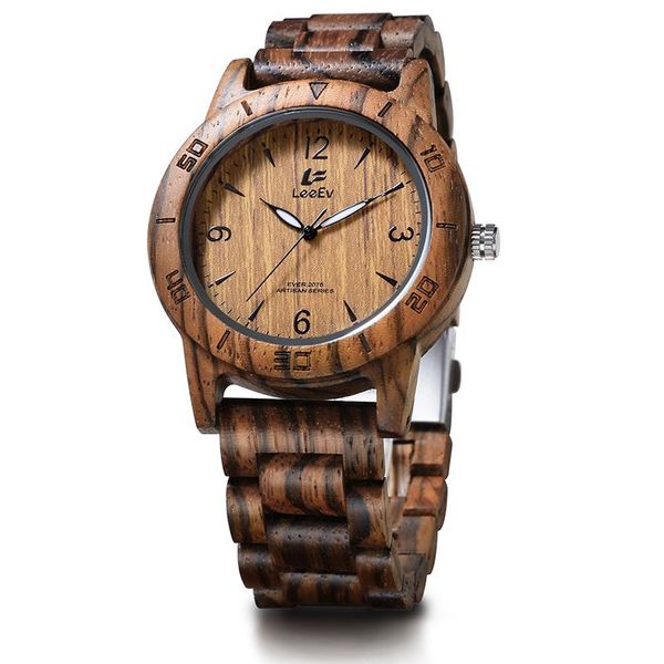 

wristwatches leeev luxury wood watch male analog quartz movement natural wooden for men, Slivery;brown