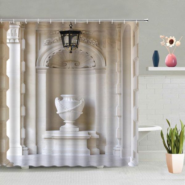 

shower curtains europe white arched door curtain house balcony brick wall architecture bathroom bath screen waterproof decor set