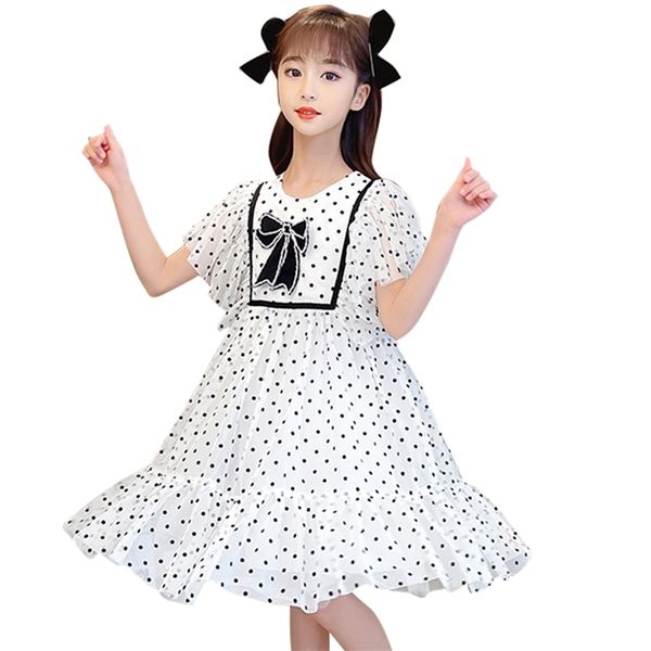 

dress for girls dot pattern princess big bow children party es summer kids costume 6 8 10 12 14 210527, Red;yellow