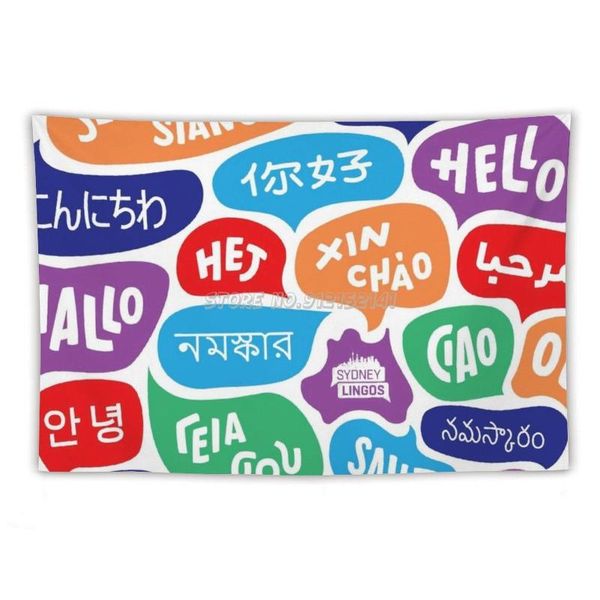 

tapestries hello sydney lingos tapestry wall hanging for home dorm fantasy decor languages hello foreign language ciao s