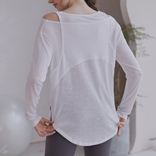 

yoga outfit loose and thin long-sleeved clothes, running blouses, long off-the-shoulder sports