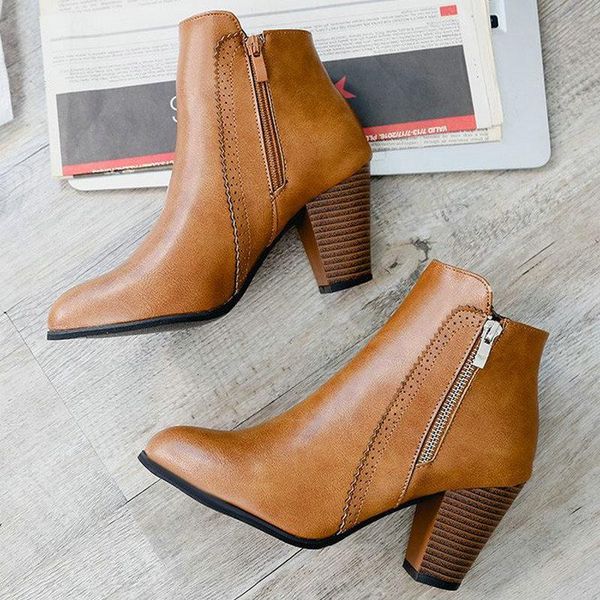 

boots fashion women shoes casual all-match high heels warm ankle wedges booties woman chaussures femmes automne hiver-169, Black