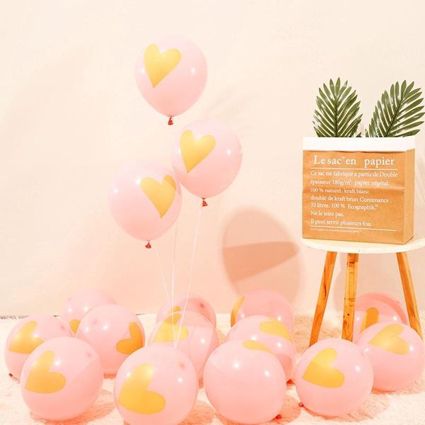 

pink wedding decorations balloons 10pcs/bag round latex heart prints ballons valentine anniversary festive party supplies ts342 decoration