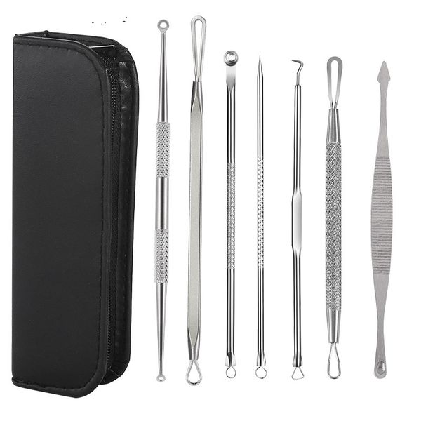 7 Teile/satz Mitesser Entferner Werkzeug Kit Gesichts Pickel Entfernung Werkzeuge Blemish Extractor Akne Nadel Clip Pinzette Set Gesicht Hautpflege werkzeuge vonHope12