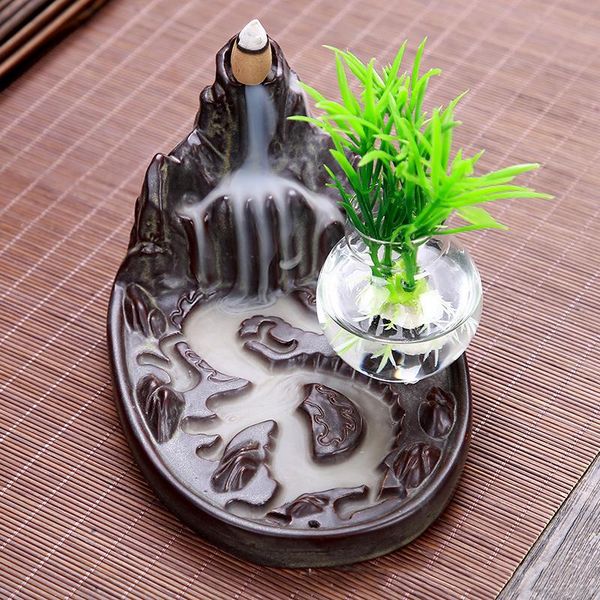 

sachet bags creative ceramics high mountain water backflow incense burner furnace line hydroponic container ornaments