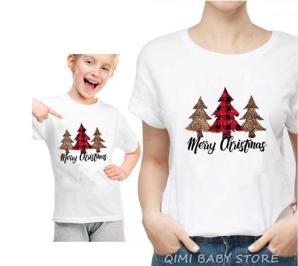 

family matching outfits 1pc plaid leopard christmas trees clothes mommy father daughter son baby girl boys holiday party t shirt1, Blue