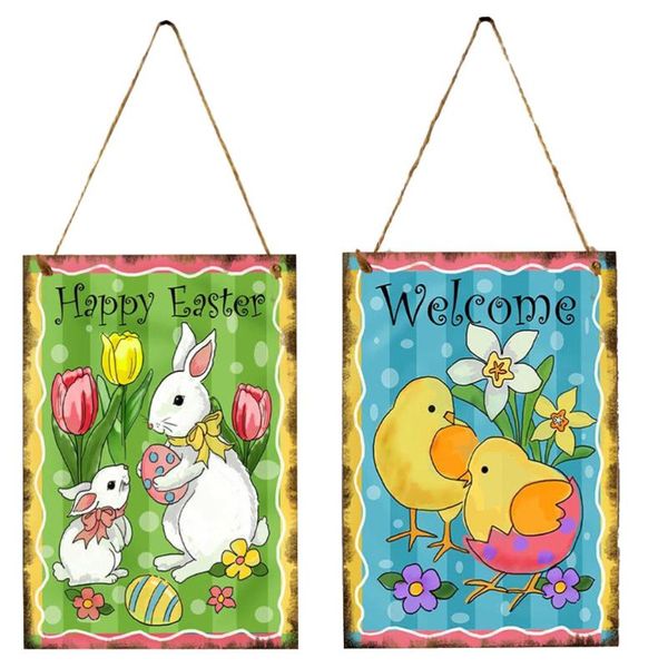 

party decoration 2pcs easter hanging boards door wall signs decorations