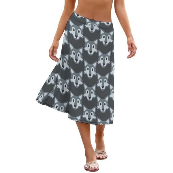 

skirts wolf skirt pattern holiday girl polyester short midi, Black