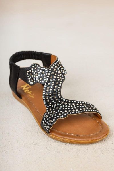 

sandals black cubic zirconia female child