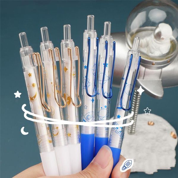 

gel pens 3pcs/set cute planet stars 0.5mm black ink press creative students writing tool kawaii neutral pen journal supplies