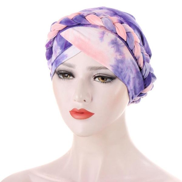 

beanie/skull caps hats europe and the united states tie-dye milk silk velvet braids short can hide hair headscarf cap 187, Blue;gray