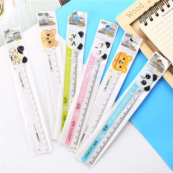 

1pcs cartoon owner 15cm korean stationery student leuke measure tool children plastic transparent painting straight armors