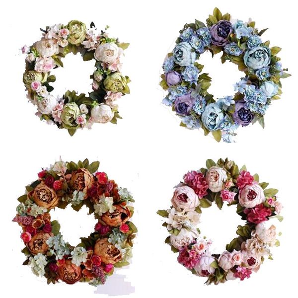 

peony wreath artificial flower plants multicolor festivals decoration home decor garland restaurant door wall hanging wedding