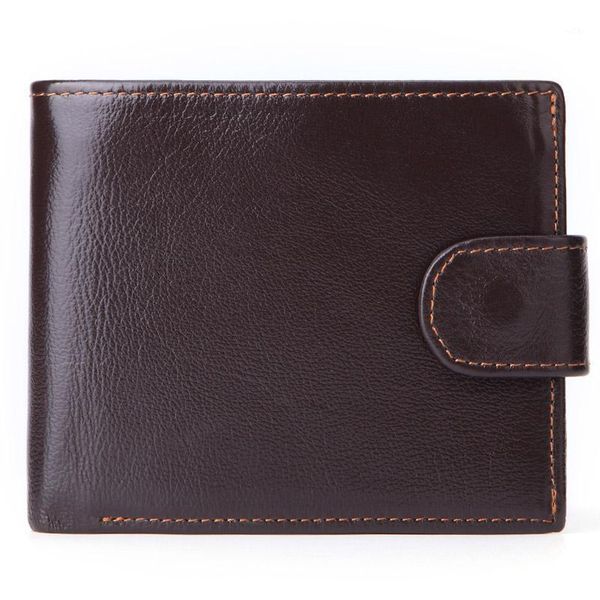 

men wallet genuine leather short coin purse fashion hasp for male portomonee with card holder po wallets1, Red;black