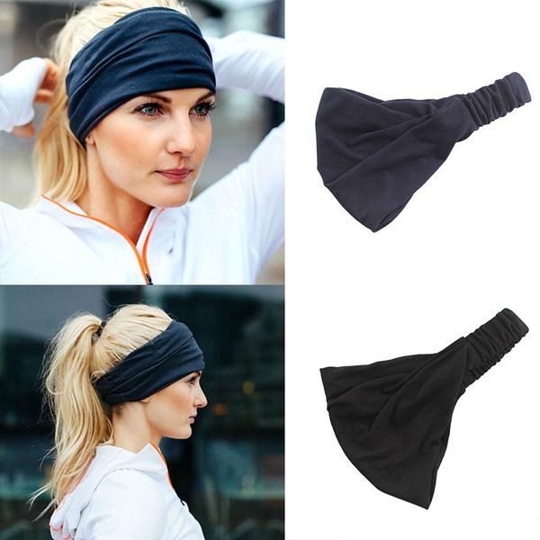 

hair accessories women wide sport yoga headband stretch hairband solid color elastic bands female girls running turban headwrap