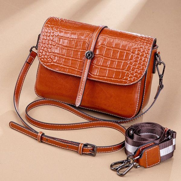 

evening bags versatile single shoulder messenger crocodile grain cowhide lady satchels fashion women's leather crossbody square