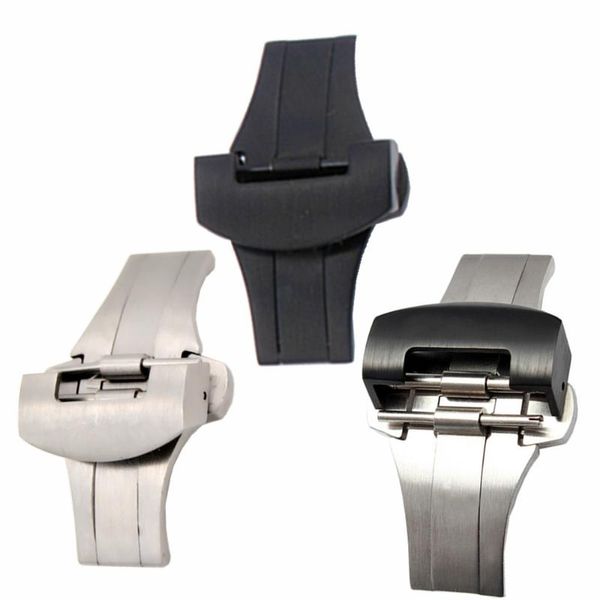 

watch bands watchband 20mm 22mm brushed stainless steel solid band deployment clasp strap belt clasps for pam, Black;brown