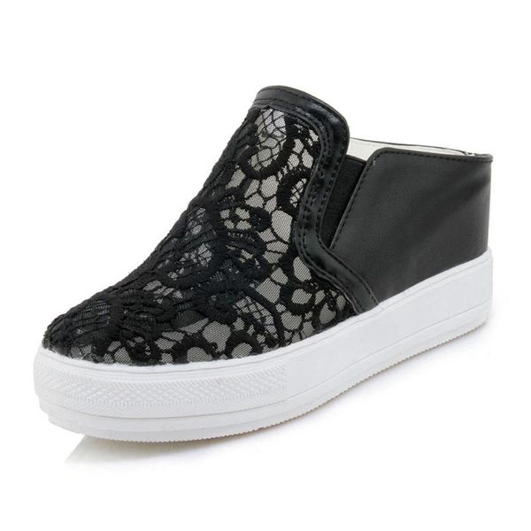 

dress shoes ribetrini women fashion lace slip on casual daily round toe wedges pumps 2021 classic, Black
