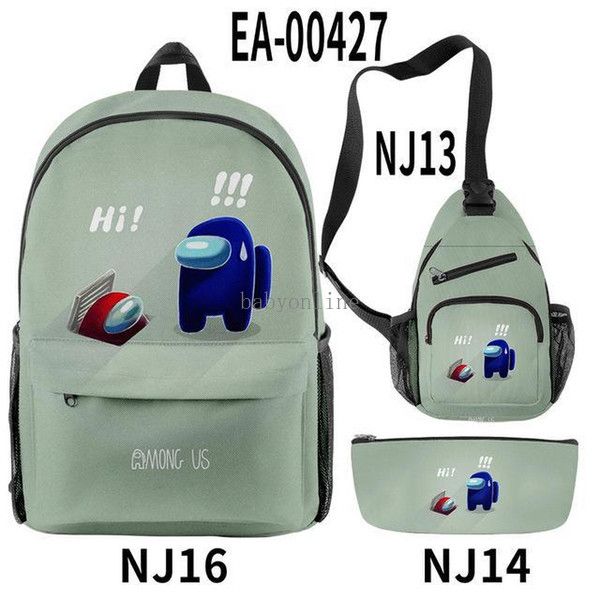 

3pcs/set 2021 new game among us backpack school backpacks among us 3d print bag teenagers and boys girls travel rucksack