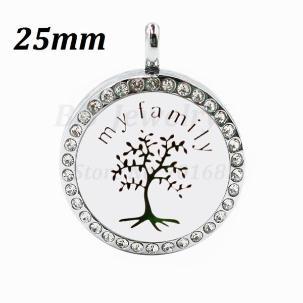 

pendant necklaces 26 options my family tree 25mm magnet with crystals perfume essential oil diffuser locket necklace(chain&pad), Silver