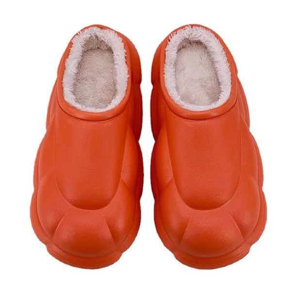

slippers women winer slipper warm short plush non slip couples shoes pu waterproof plus size round toe female footwear indoor comfort, Black