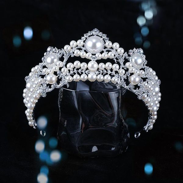 

hair clips & barrettes classic crystal wedding headwear pearls hairband bridal accessories headdress crown dinner party headpiece diadema, Golden;silver