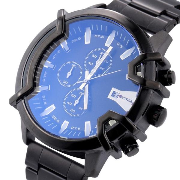 

shiweibao brand men's watch chronograph function stainless steel band large dial watch outdoor, Slivery;brown