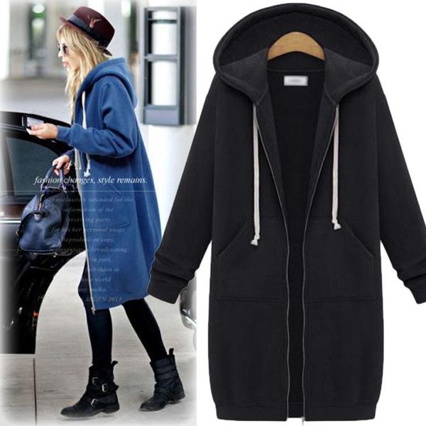 

women's hoodies & sweatshirts womens autumn winter loose comfortable big code medium length fund cashmere lady, Black
